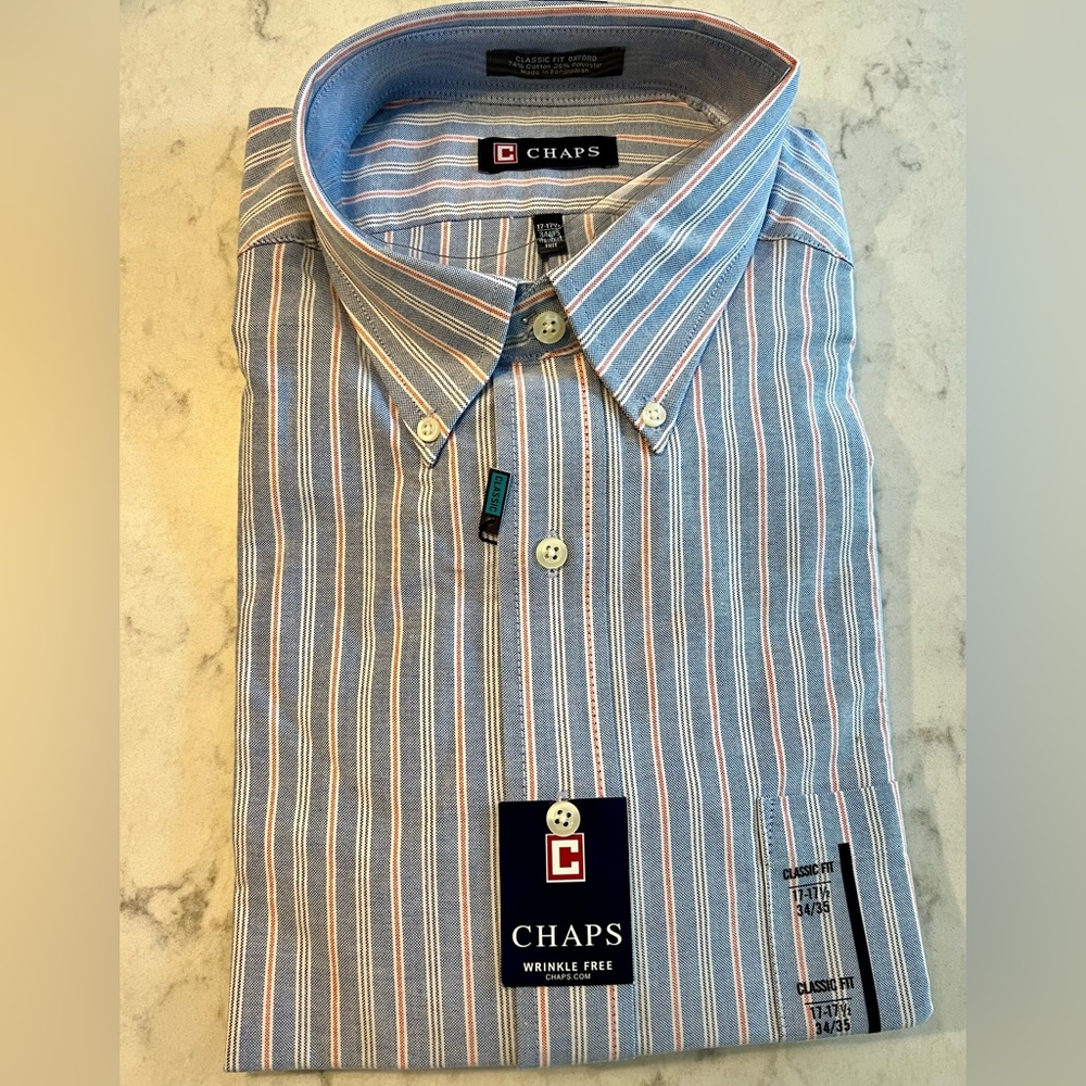 NWT CHAPS OXFORD CLOTH WRINKLE FREE SHIRT